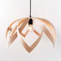 Wooden Pendant Lamp Skaed - Birch Wood Handmade Scandinavian Design - thumbnail 1
