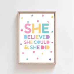 Girls Bedroom Prints, Decor, Wall Art, Inspirational Quotes, Motivational Art Nursery Rainbow - thumbnail 3