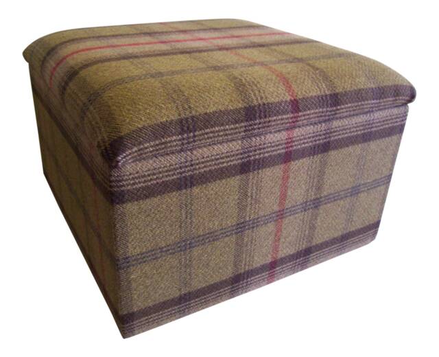 Tartan Fabric Storage Ottoman Balmoral Hunter Plaid Footstool - image 1