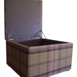 Tartan Fabric Storage Ottoman Balmoral Hunter Plaid Footstool - thumbnail 2