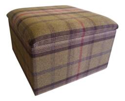 Tartan Fabric Storage Ottoman Balmoral Hunter Plaid Footstool