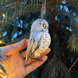 Christmas Tree Ornament White Owl, Bird - thumbnail 2