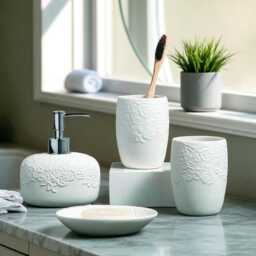 Floral Bathroom Set Elegant Soap Dispenser
