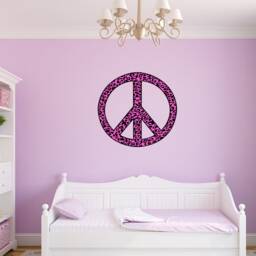 Peace Sign Wall Art Sticker Cheetah Print Room Decor - Vwaq Pc12