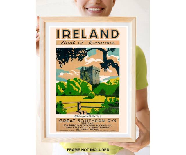 Reprint Of A Vintage 1930S Visit Blarney Castle in Ireland Travel Poster - image 1