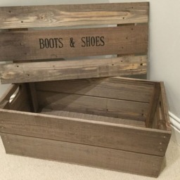 Boot & Shoes Lidded Box Vintage Style Reproduction Wooden Bushel Box/ Apple Crate Complete With Lid - thumbnail 2