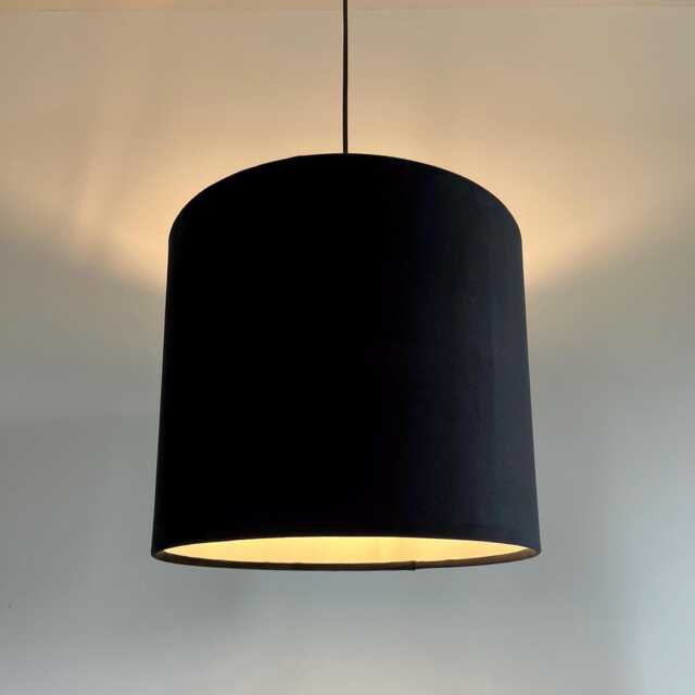 Black Velvet Drum Lampshade, White Lining, Ceiling Or Lamp Shade - image 1