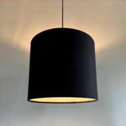 Black Velvet Drum Lampshade, White Lining, Ceiling Or Lamp Shade