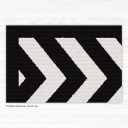 Black & White Chevron Area Rug, Printed Linoleum Vinyl Mat. Art Mat With Zigzag Geometric Design - thumbnail 3