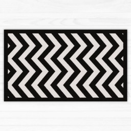 Black & White Chevron Area Rug, Printed Linoleum Vinyl Mat. Art Mat With Zigzag Geometric Design - thumbnail 2