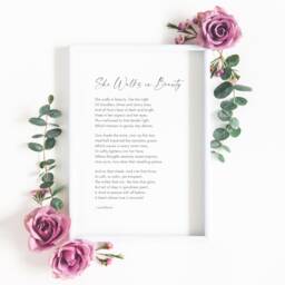 She Walks in Beauty Print - Lord Byron Poem Romantic Gift Wall Art Literary Present Typography Poster Unframed - thumbnail 1