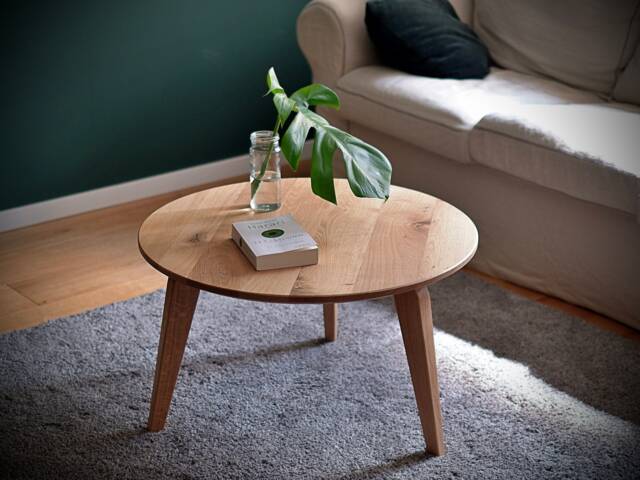 Large Solid Wood Coffee Table 70 cm - Handmade, Swiss Edge, Modern Design Living Room - image 1