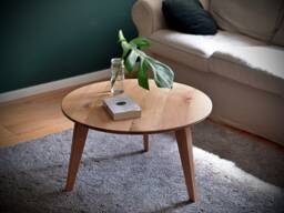 Large Solid Wood Coffee Table 70 cm - Handmade, Swiss Edge, Modern Design Living Room - thumbnail 1