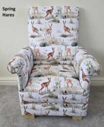 Fryetts Hartley Hare Fabric Adult Chair Rabbits Armchair Bunnies Animals Natural Beige Or Duck Egg Nursery Bedroom