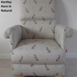 Fryetts Hartley Hare Fabric Adult Chair Rabbits Armchair Bunnies Animals Natural Beige Or Duck Egg Nursery Bedroom - thumbnail 2