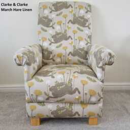 Fryetts Hartley Hare Fabric Adult Chair Rabbits Armchair Bunnies Animals Natural Beige Or Duck Egg Nursery Bedroom - thumbnail 3