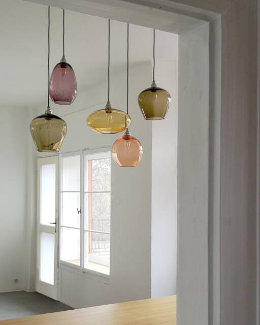 Handmade Blown Glass Pendant Light Multi-Colored Dining Room Lighting - image 1