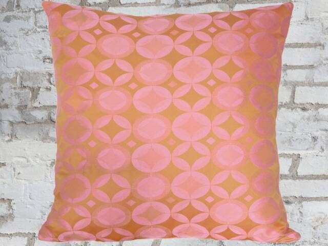50S/60S Jacquard Cushion 40 X cm Peaches #2, Apricot Blush Pink, Retro Cover, Pillowcase, Tapestry, Vintage Fabric Cover Elegant - image 1