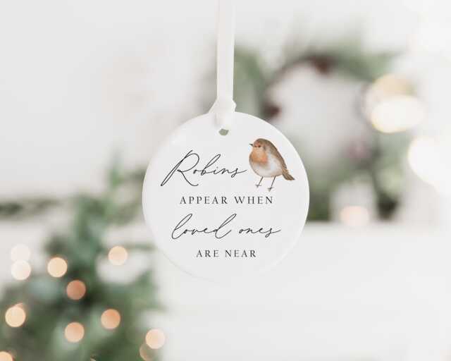 Robins Appear When Loves Ones Are Near Christmas Decoration - Keepsake Bauble Gift Ceramic Ornament Remembrance Memorial - image 1