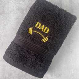 Personalised Gym Towel Embroidered Barbell Design, 100% Cotton - thumbnail 2