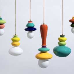 Colorful Ceramic Pendant Lamp Handmade Clay Lighting - thumbnail 2