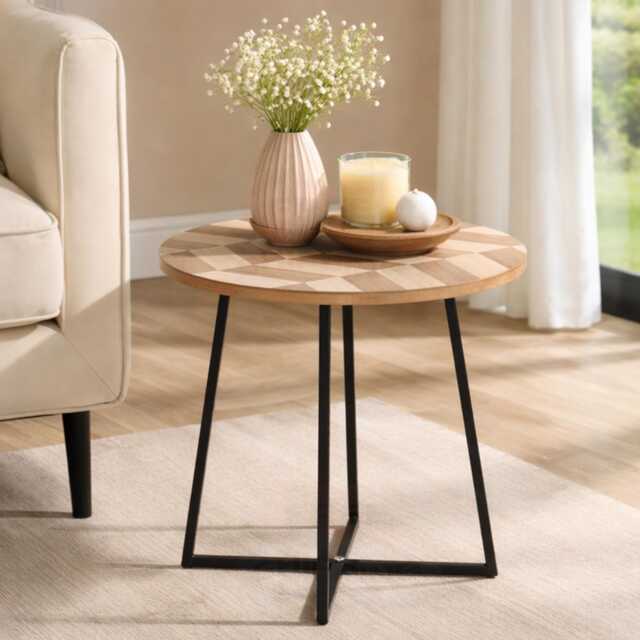 Round Side Table Wooden Coffee Table, Living Room Home - image 1