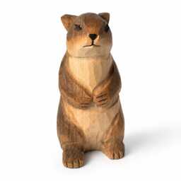 Whimsical Wooden Groundhog Statue Hand Carved Animal Figurine Woodland Nursery Decor Cute Wood Marmot Gift For Nature Lover - thumbnail 2