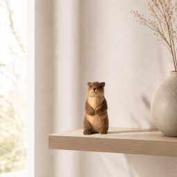 Whimsical Wooden Groundhog Statue Hand Carved Animal Figurine Woodland Nursery Decor Cute Wood Marmot Gift For Nature Lover - thumbnail 4