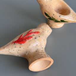 Handmade Ceramic Bird Candle Holders Set Minimalist Speckled Clay Decor - thumbnail 3