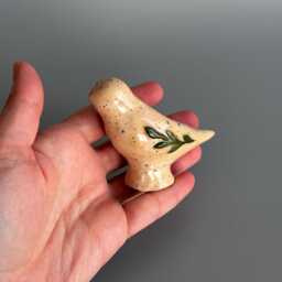 Handmade Ceramic Bird Candle Holders Set Minimalist Speckled Clay Decor - thumbnail 4