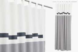 Mid Century Geometric Curtains, White Black Gray Modern Linen Drapes, Blackout Bedroom Panels, Colour Block Minimalist Curtains With Lining