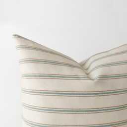 Set Of 2 Striped Pillow Covers in Ivory, Camel & Teal - Modern Decorative Cushion - thumbnail 2