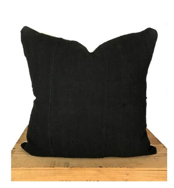 18 Inch Plain Black African Mud Cloth Pillow Cover Print Mudcloth - image 1