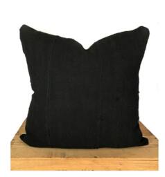 18 Inch Plain Black African Mud Cloth Pillow Cover Print Mudcloth - thumbnail 1