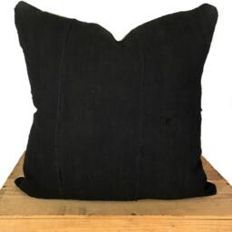 18 Inch Plain Black African Mud Cloth Pillow Cover Print Mudcloth - thumbnail 3