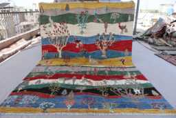 7x10 Gabbeh Pictorial Rug, Peacock Birds Trees Afghan Hand Knotted Veg Dyes Wool Area Home Decor Carpet, Living Room Rug - thumbnail 1