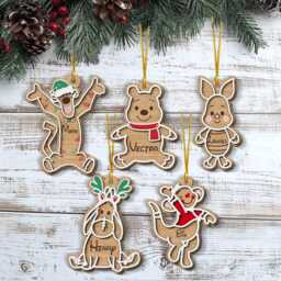 Custom Winnie The Pooh Christmas Ornament, Gingerbread & Friends Bear Decor, 2-Layer Wooden Ornament - thumbnail 2