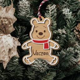 Custom Winnie The Pooh Christmas Ornament, Gingerbread & Friends Bear Decor, 2-Layer Wooden Ornament - thumbnail 1