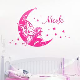 Wall Tattoo Fairy On The Moon With Desired Name Child Baby Wall Sticker Decal Girl Children's Room Decoration Wk01 - thumbnail 3