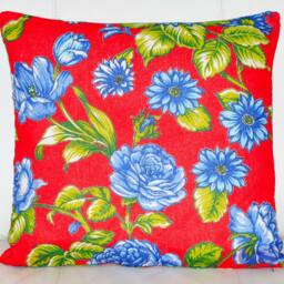 Handmade Red Chita Pillow Cover Floral Cotton Throw - 20x20 - thumbnail 2