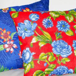 Handmade Red Chita Pillow Cover Floral Cotton Throw - 20x20 - thumbnail 3