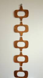 Mid Century Modern Wooden Hanging Screen Retro Room Divider, Walnut Wall Decor - thumbnail 3