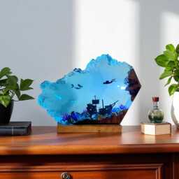 Manta Ray Night Light Ocean Theme Mermaid & Diver Scene Led Lamp - thumbnail 1