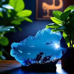 Manta Ray Night Light Ocean Theme Mermaid & Diver Scene Led Lamp - thumbnail 2