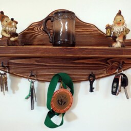 Wall Hanger Rustic Wood Key Hook Brown Holder Entryway Wood Key Shelf Toy Boho Hanger - thumbnail 2