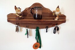 Wall Hanger Rustic Wood Key Hook Brown Holder Entryway Wood Key Shelf Toy Boho Hanger - thumbnail 1