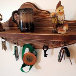 Wall Hanger Rustic Wood Key Hook Brown Holder Entryway Wood Key Shelf Toy Boho Hanger - thumbnail 3