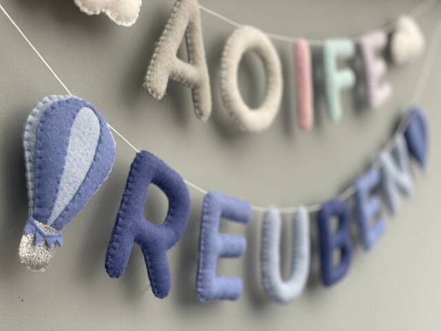 Name Bunting, Nursery Decor, Personalised Felt Name, Name Sign, Garland, Baby Gift - image 1