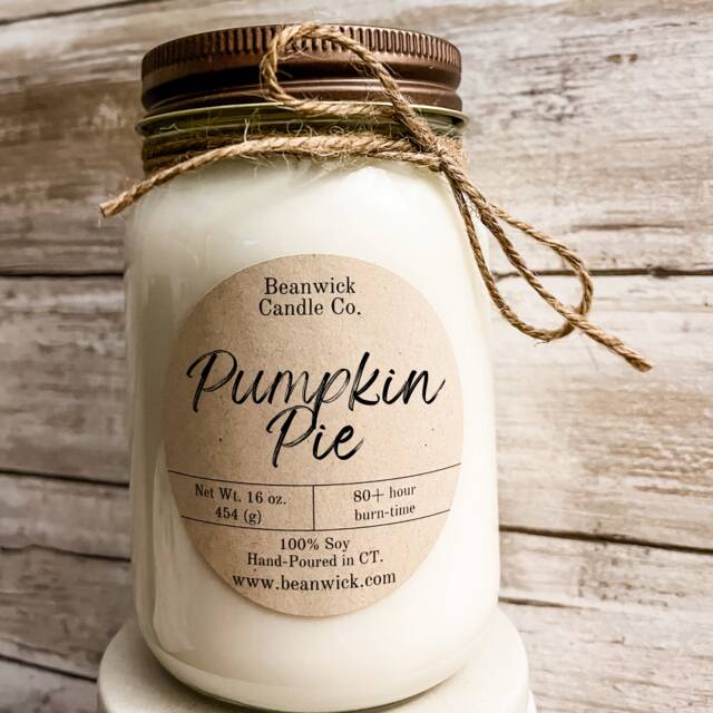 Pumpkin Pie Soy Candle 80+ Hour Burn Time in Mason Jar - image 1