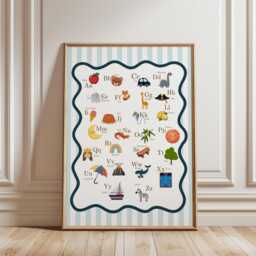 Childrens Bedroom Nursery Prints, Educational Alphabet Toddler Boys Playroom Decor - thumbnail 2